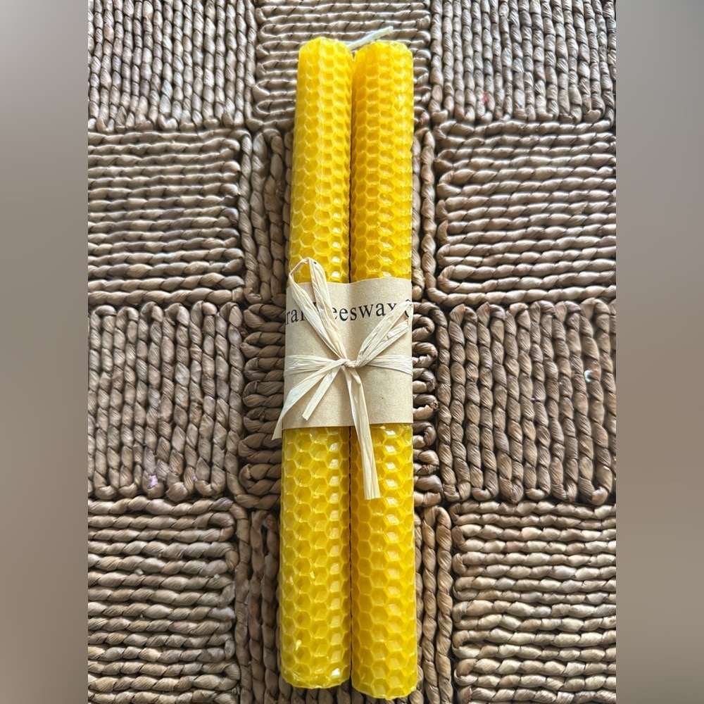 8 Lacaser Candles PURE BEESWAX ( BEES WAX ) 9'' TAPER HANDMADE Natural